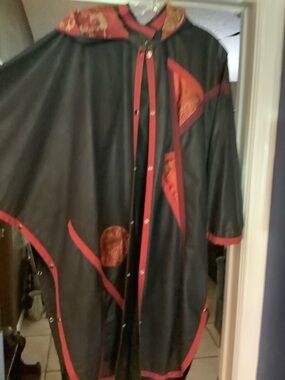 Dri-Mammut Women's Black and Red Rain Poncho - Elegant Panel Trim